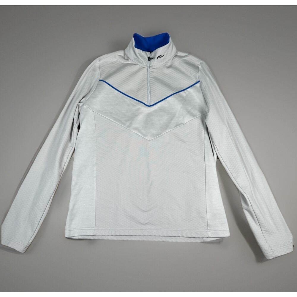 KJUS Damon Midlayer Half-Zip Men's Size Small Gray Polyester Wool Golf Pullover